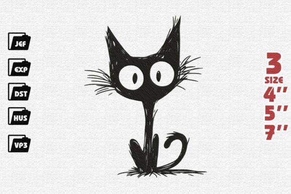 Scruffy Black Cat Sketch Embroidery Review